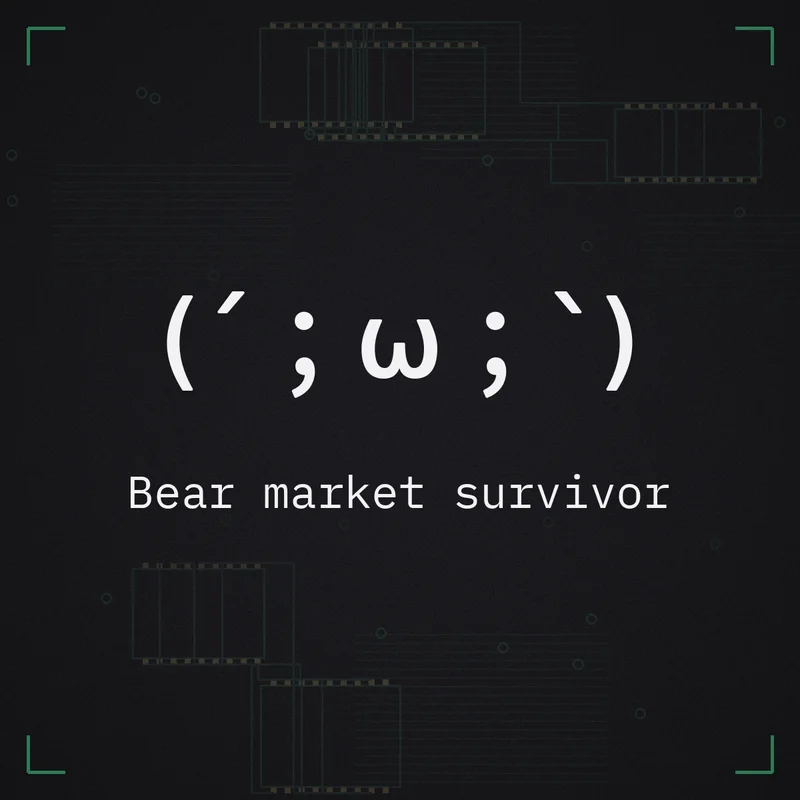 (´；ω；`) Bear market survivor